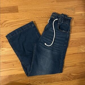 Dark Blue Paperbag Waist Denim